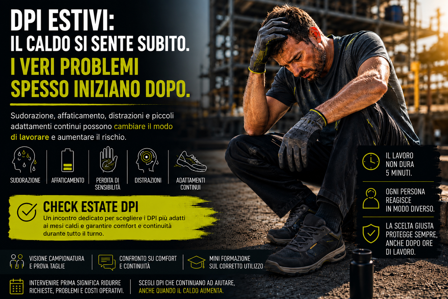 DPI Estivi e Scarpe Antinfortunistiche: come evitare affaticamento e criticità durante il turno